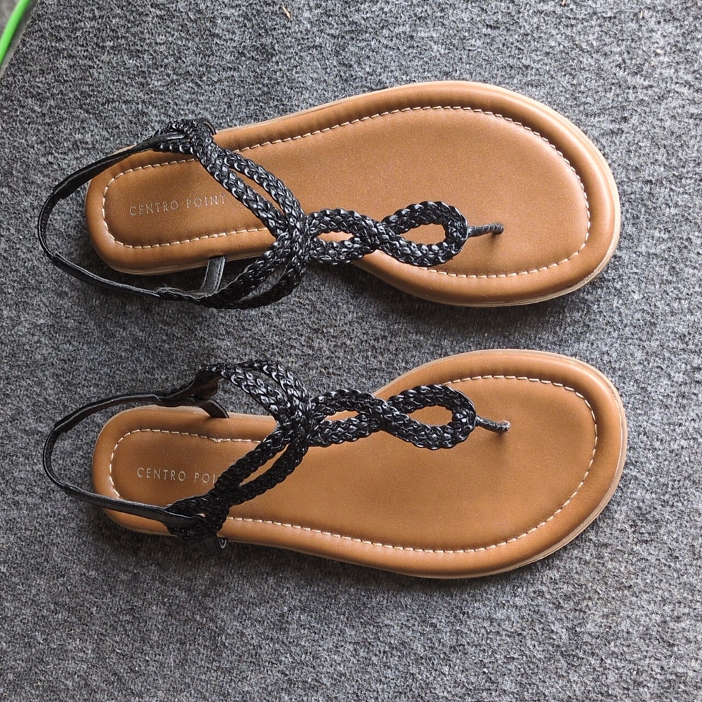 NEW Black Braided Sandals Size 8